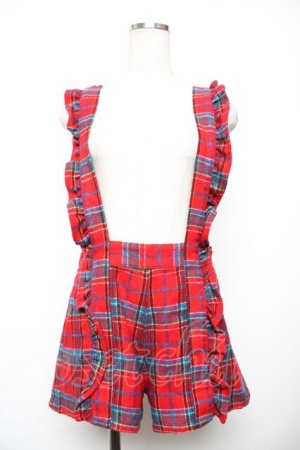 画像: Candy Stripper / フリルサスペンダーつきショートパンツ  赤 Y-25-12-17-142-PU-PA-AS-ZY