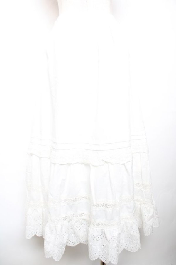 画像2: axes femme / コットンフレアロングスカート M 白 Y-25-12-17-147-AX-SK-SZ-ZY (2)