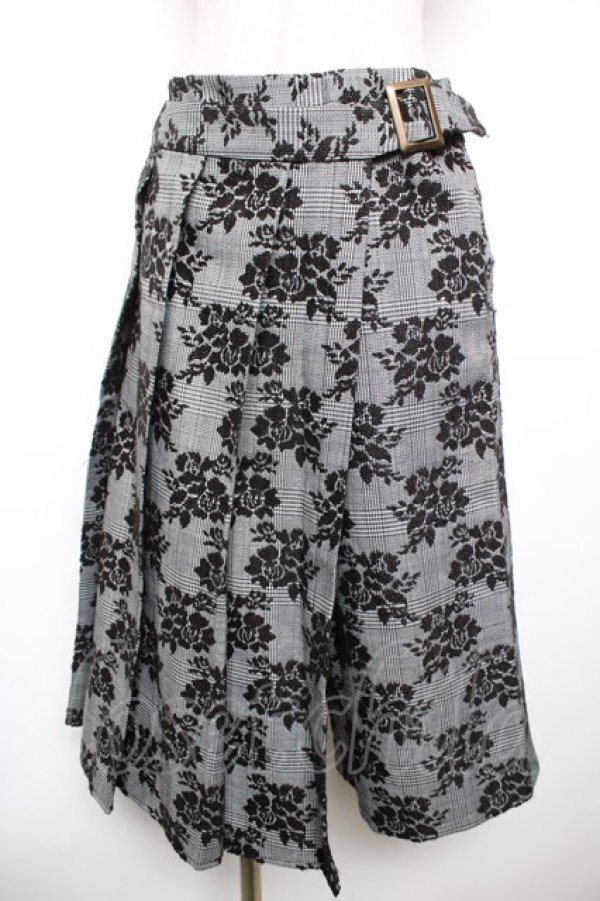 画像1: axes femme / 花柄スカート巻きパンツ M 黒 Y-25-12-17-149-AX-PA-SZ-ZY (1)