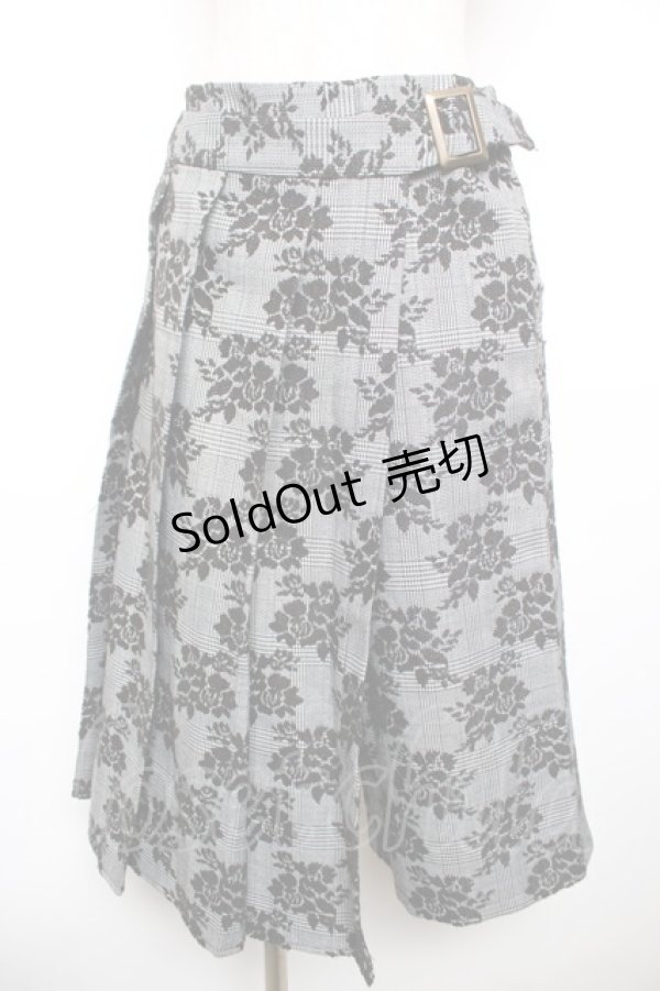 画像1: axes femme / 花柄スカート巻きパンツ M 黒 Y-25-12-17-149-AX-PA-SZ-ZS (1)