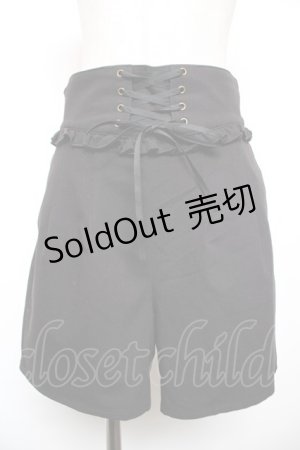 画像: axes femme POETIQUE / ハイウエストレースアップショートパンツ M 黒 Y-25-12-17-151-AX-PA-SZ-ZS