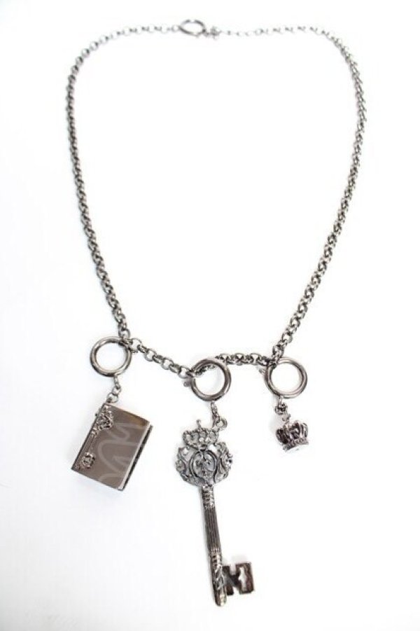 画像2: BPN / チェーンロングネックレス【ブック・鍵・クラウン】  ブラック Y-25-12-17-002-GO-AC-SZ-ZY (2)