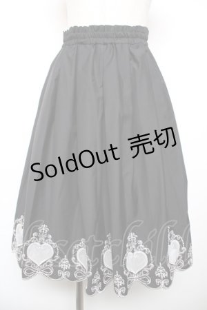 画像: axes femme POETIQUE / ハート透かし刺繍入りスカート  黒 Y-25-12-17-153-AX-BL-SZ-ZY