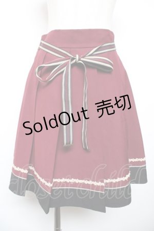 画像: axes femme POETIQUE / バイカラープリーツスカート  ワイン Y-25-12-17-154-AX-SK-SZ-ZS