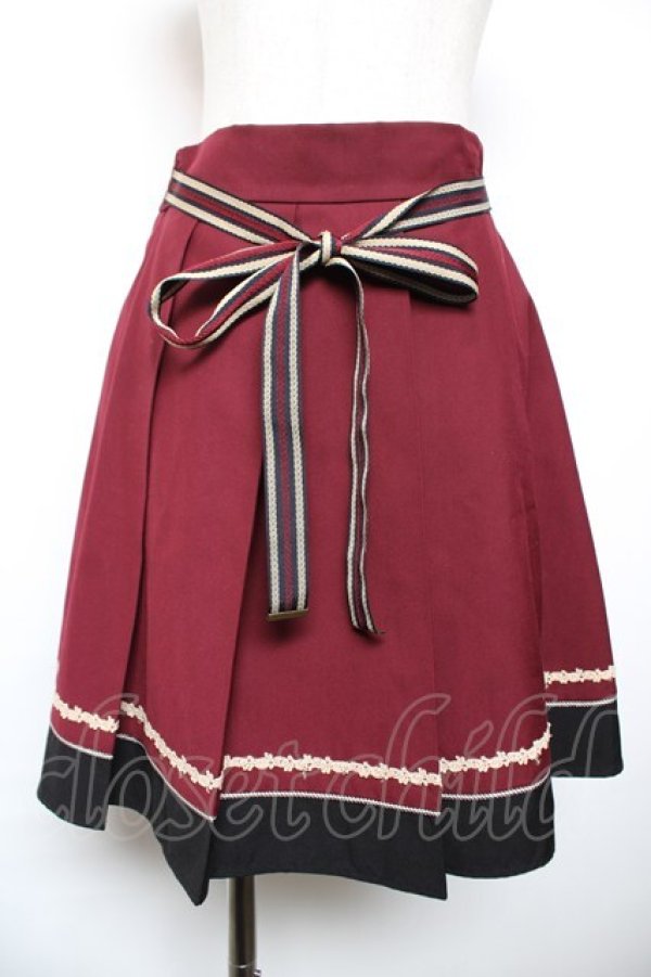 画像1: axes femme POETIQUE / バイカラープリーツスカート  ワイン Y-25-12-17-154-AX-SK-SZ-ZY (1)
