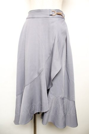 画像: axes femme POETIQUE / ラッフルフリルラップ風スカート  ブルーグレー Y-25-12-17-155-AX-SK-SZ-ZY