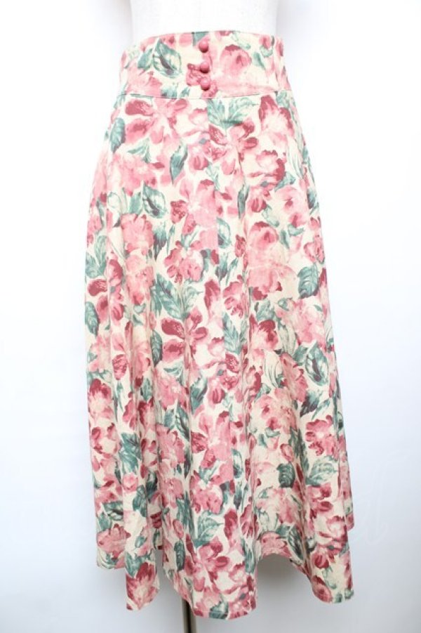 画像1: an another angelus / フラワー柄スカート F ピンク Y-25-12-17-156-CA-SK-SZ-ZY (1)