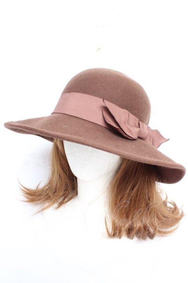 画像1: an another angelus / グログランリボンウールハット F ブラウン Y-25-12-17-019-CA-AC-SZ-ZY (1)