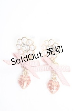 画像: m petit by misako / AMリボンイチゴピアス  中桃 Y-25-12-17-003-LO-AC-SZ-ZT639-F002