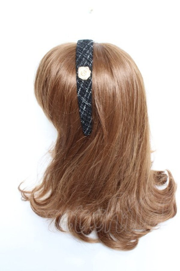 画像2: m petit by misako / NINA‘Sコラボツイードカチューシャ  黒 Y-25-12-17-021-LO-AC-SZ-ZY (2)