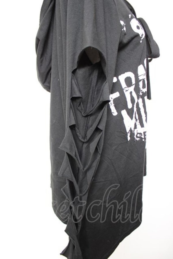 画像4: SEX POT ReVeNGe / 袖クラッシュptカットソー  黒×白 Y-25-12-17-025-SP-TO-SZ-ZY (4)