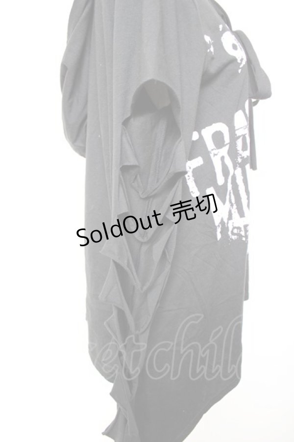 画像4: SEX POT ReVeNGe / 袖クラッシュptカットソー  黒×白 Y-25-12-17-025-SP-TO-SZ-ZY (4)