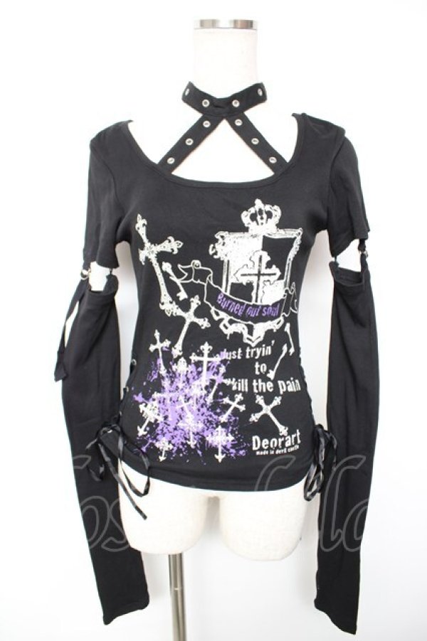 画像1: Deorart / チョーカーデザインセパレートスリーブカットソー M 黒 Y-25-12-17-027-PU-TO-SZ-ZY (1)