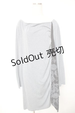 画像: PUTUMAYO / プリント切替ロングトップス  グレー Y-25-12-17-028-PT-TO-SZ-ZY