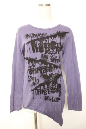 画像: ALGONQUINS / プリントアシメカットソー 1 紫 Y-25-12-17-032-AL-TO-SZ-ZY