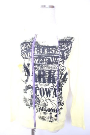 画像: ALGONQUINS / ZIPデザインpt入りワッフルトップス  イエロー Y-25-12-17-033-AL-TO-SZ-ZY