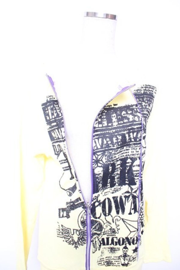 画像3: ALGONQUINS / ZIPデザインpt入りワッフルトップス  イエロー Y-25-12-17-033-AL-TO-SZ-ZY (3)