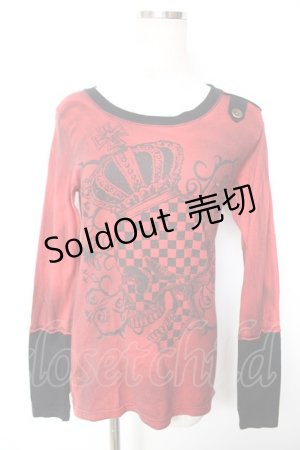 画像: ALGONQUINS / スカルptムラ柄トップス 1 赤 Y-25-12-17-034-AL-TO-SZ-ZY