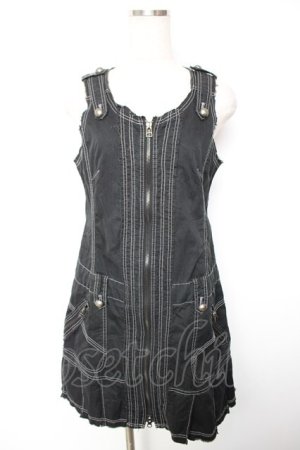 画像: ALGONQUINS / ZIPノースリーブワンピース F 黒 Y-25-12-17-035-AL-OP-SZ-ZY