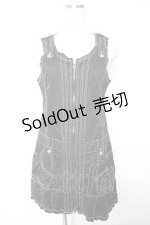 画像: ALGONQUINS / ZIPノースリーブワンピース F 黒 Y-25-12-17-035-AL-OP-SZ-ZY