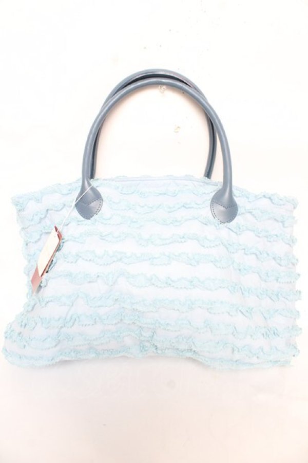 画像2: PINK HOUSE / ドットチュールフリル使いバッグ F サックス Y-25-12-18-020-LO-ZA-SZ-ZY (2)