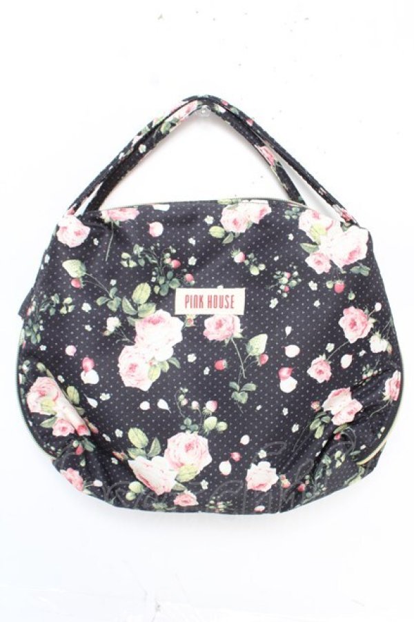 画像1: PINK HOUSE / Berry Roseプリントの3WAYミニバッグ  黒 Y-25-12-18-021-LO-BG-SZ-ZY (1)