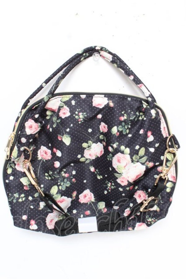 画像2: PINK HOUSE / Berry Roseプリントの3WAYミニバッグ  黒 Y-25-12-18-021-LO-BG-SZ-ZY (2)