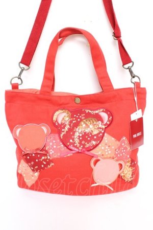 画像: PINK HOUSE / くまワッペンバッグ  赤 Y-25-12-18-003-LO-BG-SZ-ZY