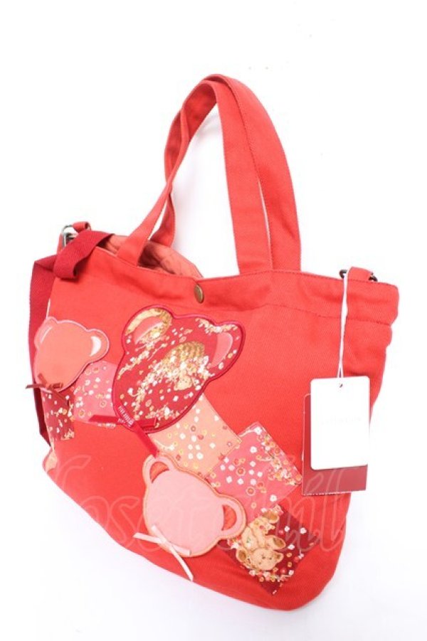 画像3: PINK HOUSE / くまワッペンバッグ  赤 Y-25-12-18-003-LO-BG-SZ-ZY (3)