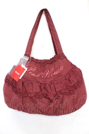 画像: PINK HOUSE / ロゴ刺繍入りローンバッグ  ボルドー Y-25-12-18-005-LO-BG-SZ-ZY