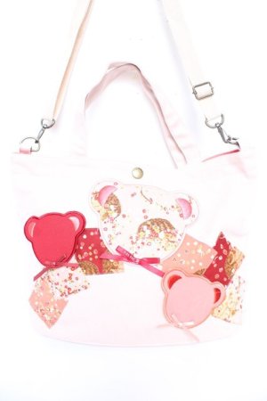 画像: PINK HOUSE / くまワッペンバッグ  ピンク Y-25-12-18-006-LO-BG-SZ-ZY