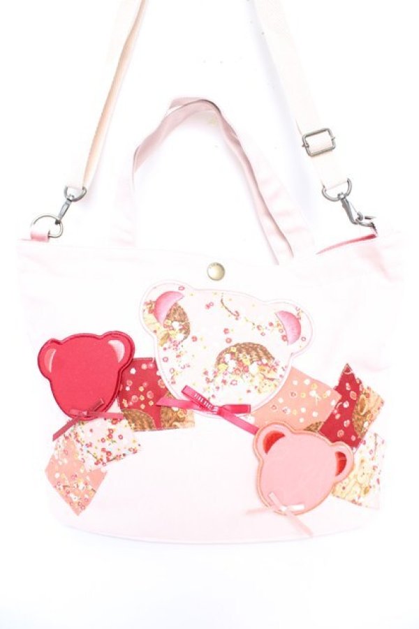 画像1: PINK HOUSE / くまワッペンバッグ  ピンク Y-25-12-18-006-LO-BG-SZ-ZY (1)