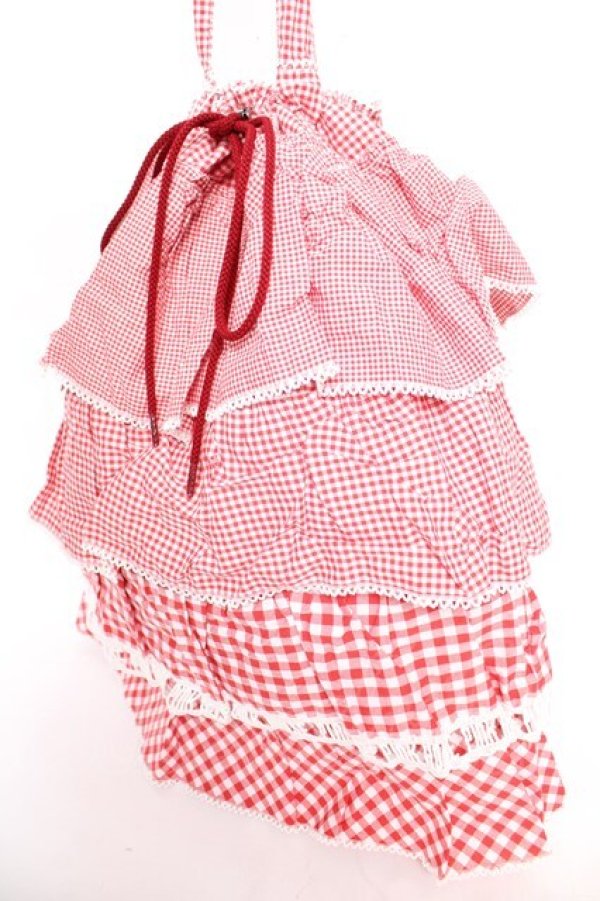 画像3: PINK HOUSE / ギンガムパッチワークバッグ F 赤 Y-25-12-18-009-LO-BG-SZ-ZY (3)