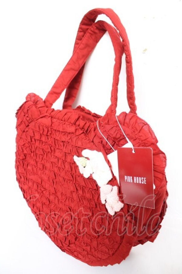 画像3: PINK HOUSE / Teddyシルエットフリルバッグ  赤 Y-25-12-18-013-LO-BG-SZ-ZY (3)