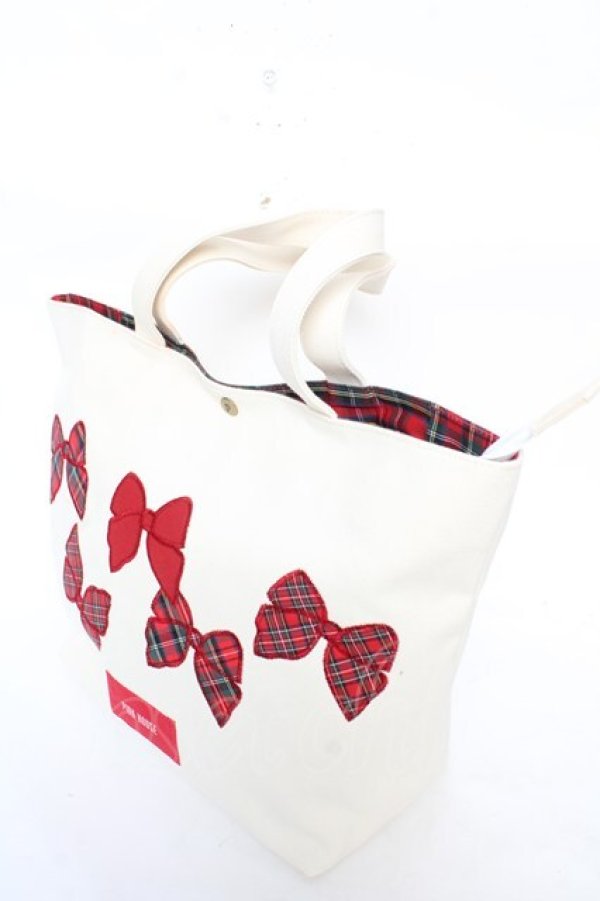 画像3: PINK HOUSE / リボンアップリケ トート  オフ白 Y-25-12-18-016-LO-BG-SZ-ZY (3)