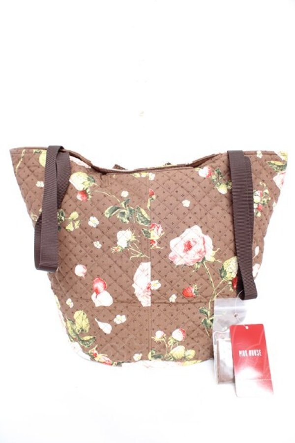 画像2: PINK HOUSE / Berry Roseプリントバッグ  ブラウン Y-25-12-18-018-LO-BG-SZ-ZY (2)