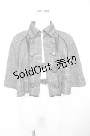 画像: OZZ ANGELO / チェック柄ナポレオンケープ  グレー Y-25-12-19-043-OO-TO-SZ-ZY