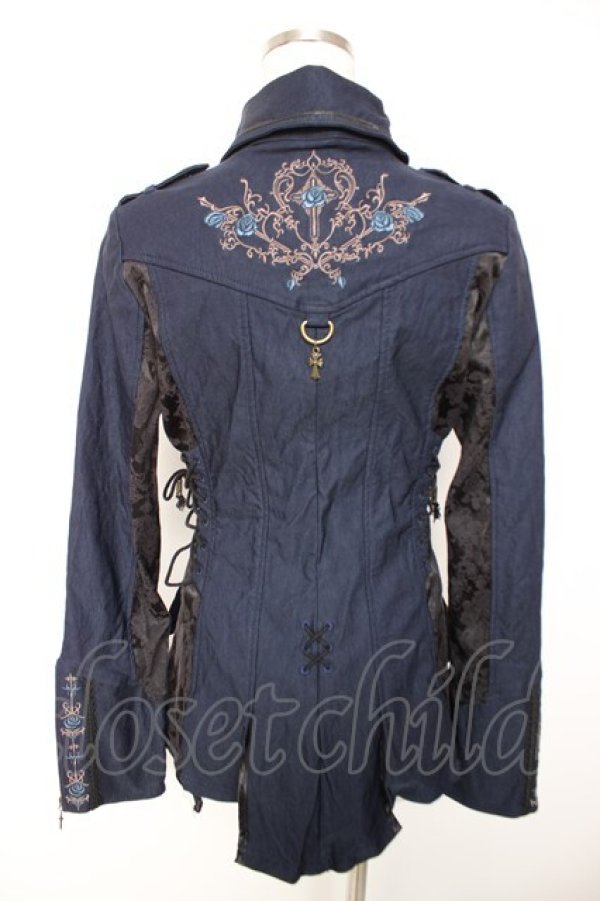 画像2: Ozz oneste / 薔薇刺繍ジャケット  紺 Y-25-12-19-044-OO-JA-SZ-ZY (2)