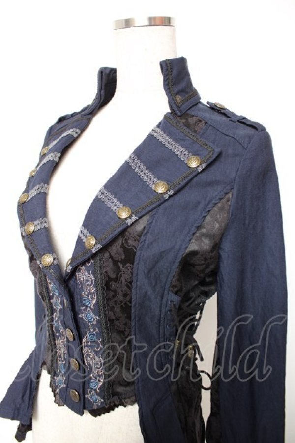 画像3: Ozz oneste / 薔薇刺繍ジャケット  紺 Y-25-12-19-044-OO-JA-SZ-ZY (3)