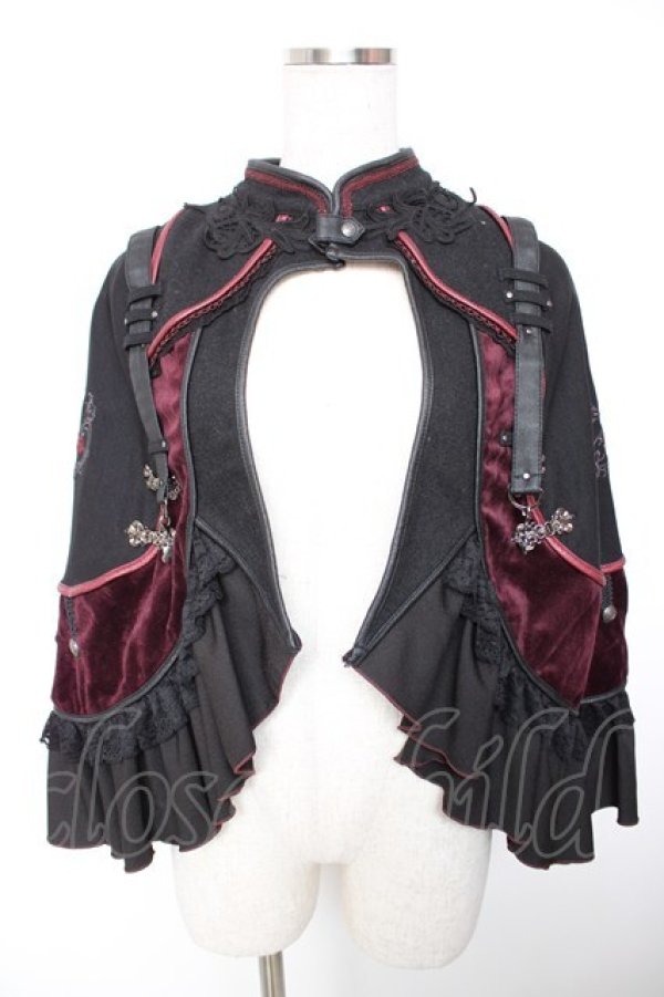 画像1: Ozz oneste / 薔薇刺繍マント  黒 Y-25-12-19-045-OO-JA-SZ-ZY (1)