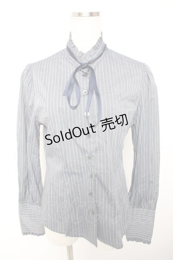 画像1: Sheglit / ストライプクラシカルブラウス  ネイビー Y-25-12-19-047-EL-BL-SZ-ZY (1)