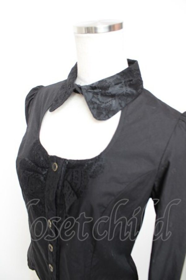 画像3: abilletage / レースフリルブラウス  ブラック Y-25-12-19-049-GO-BL-SZ-ZY (3)