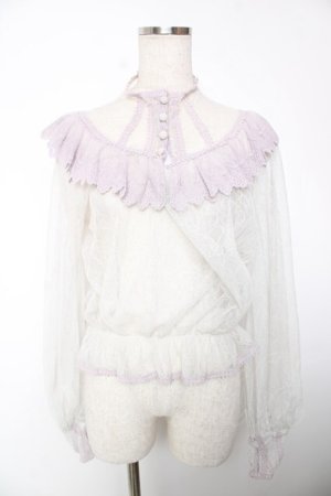 画像: abilletage / Noirレースブラウス  グレー×ラベンダー Y-25-12-19-051-GO-BL-SZ-ZY