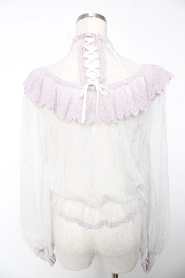 画像2: abilletage / Noirレースブラウス  グレー×ラベンダー Y-25-12-19-051-GO-BL-SZ-ZY (2)