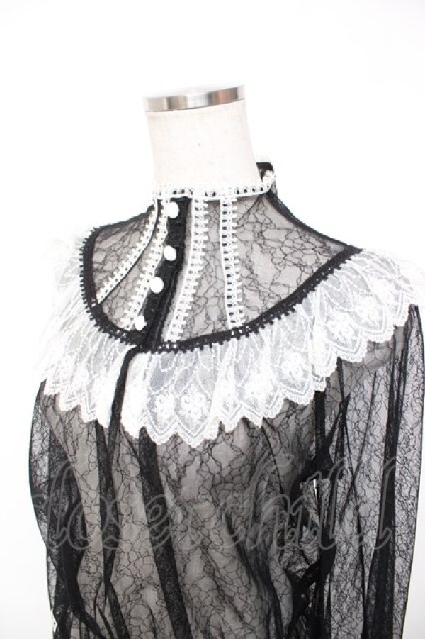 画像3: abilletage / Noirレースブラウス  ブラック×ホワイト Y-25-12-19-055-GO-BL-SZ-ZY (3)