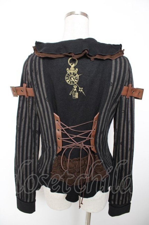 画像2: STEAM / ベルトストライプボレロカーデ  黒 Y-25-12-19-058-HN-TO-SZ-ZY (2)