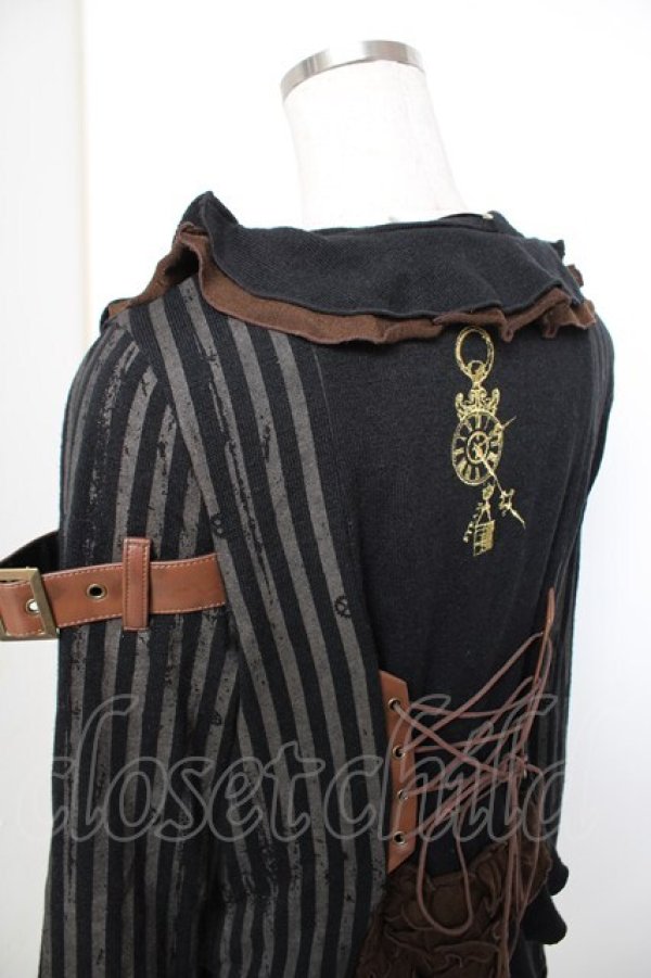 画像4: STEAM / ベルトストライプボレロカーデ  黒 Y-25-12-19-058-HN-TO-SZ-ZY (4)