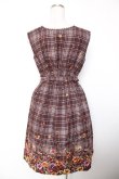 画像2: axes femme / チェック×花柄ワンピース M ワイン Y-25-12-19-068-AX-OP-SZ-ZY (2)