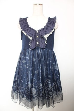 画像: axes femme / チュール重ね結晶柄チュニ M 紺 Y-25-12-19-069-AX-OP-SZ-ZY
