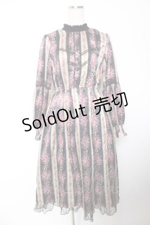 画像: axes femme / ローズレユール柄ワンピース M 黒 Y-25-12-19-074-AX-OP-SZ-ZS